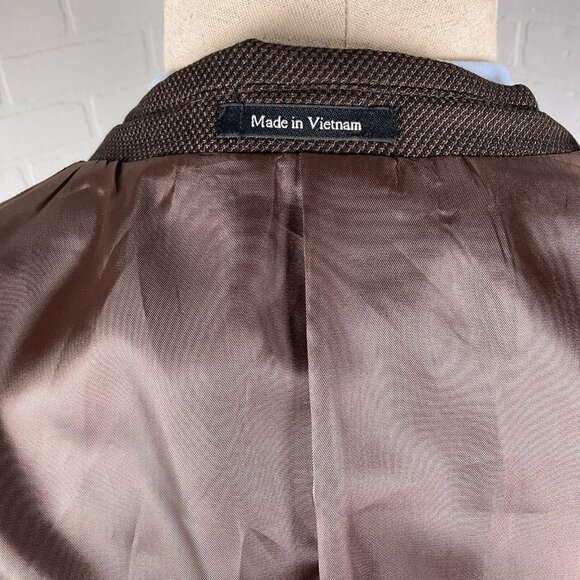 Pronto Uomo Blazer Men 38R Brown Classic Career‎ Polyblend Double Vent Jacket - Picture 10 of 15